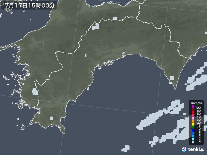 高知県の雨雲レーダー(2020年07月17日)