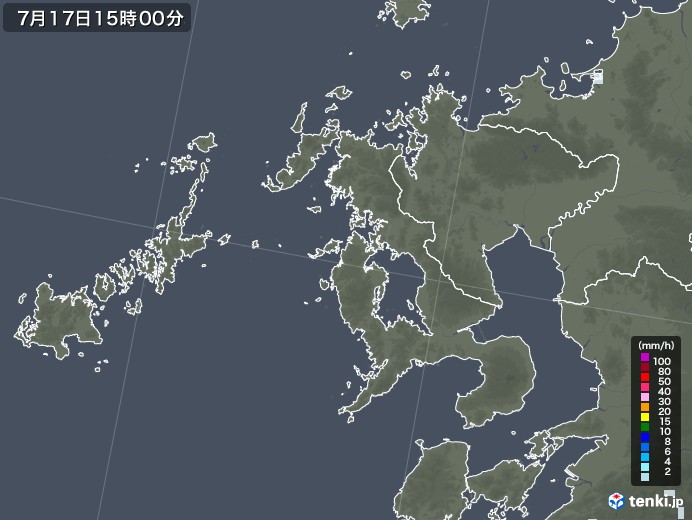 長崎県の雨雲レーダー(2020年07月17日)
