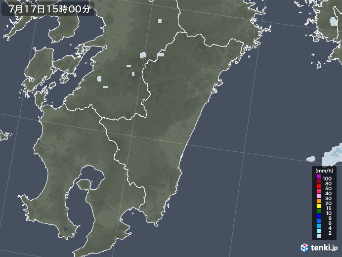 宮崎県の雨雲レーダー(2020年07月17日)