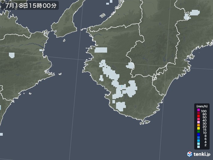 和歌山県の雨雲レーダー(2020年07月18日)