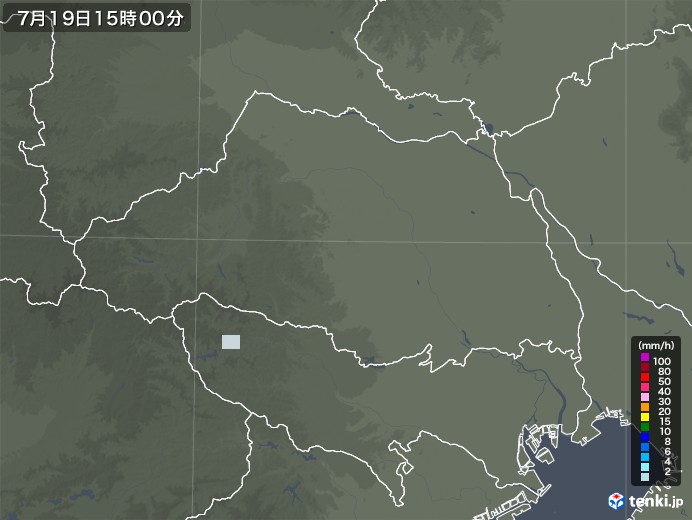 埼玉県の雨雲レーダー(2020年07月19日)