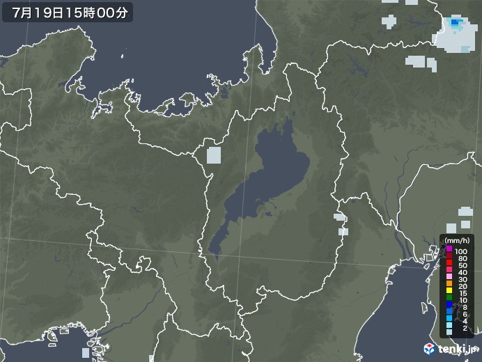 滋賀県の雨雲レーダー(2020年07月19日)