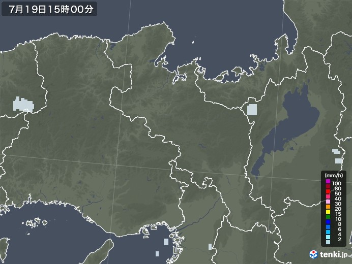 京都府の雨雲レーダー(2020年07月19日)