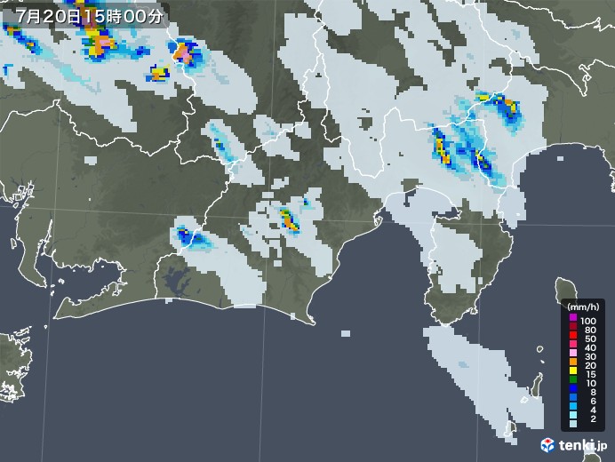 静岡県の雨雲レーダー(2020年07月20日)