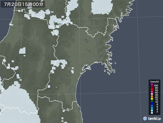 宮城県の雨雲レーダー(2020年07月20日)