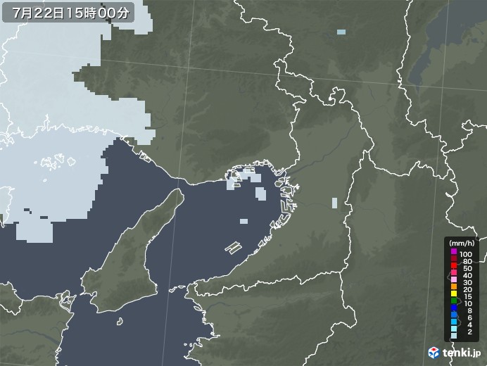 大阪府の雨雲レーダー(2020年07月22日)