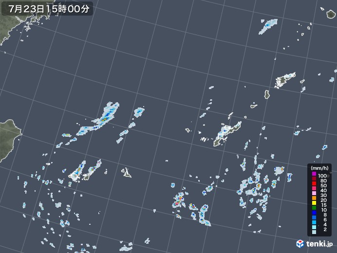 沖縄地方の雨雲レーダー(2020年07月23日)
