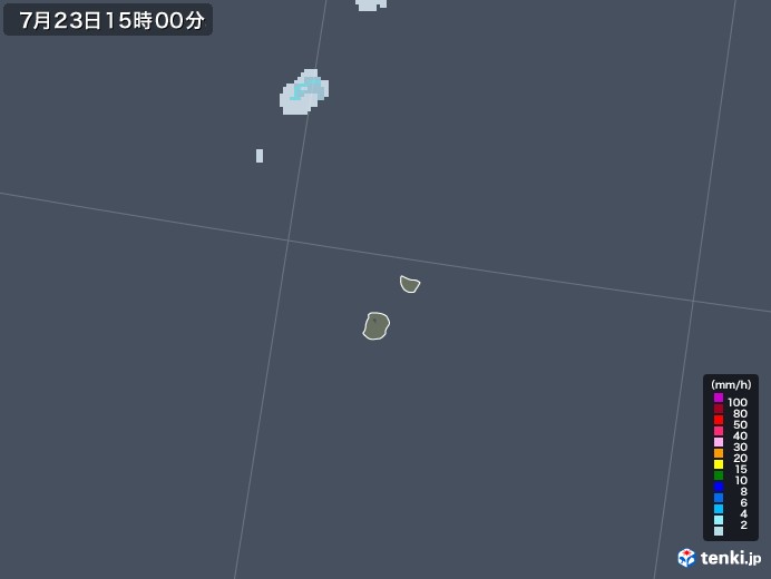 南大東島(沖縄県)の雨雲レーダー(2020年07月23日)