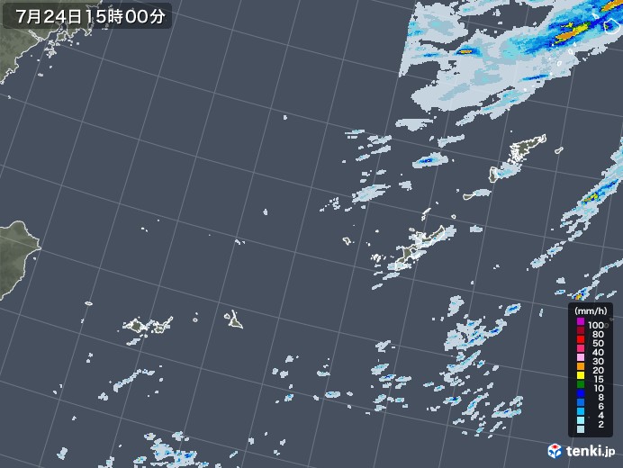 沖縄地方の雨雲レーダー(2020年07月24日)
