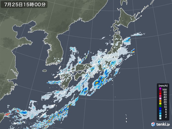 雨雲レーダー(2020年07月25日)