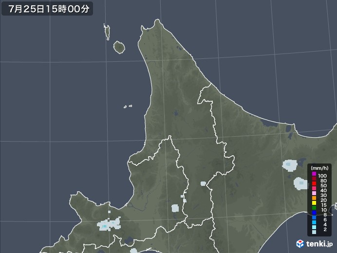 道北の雨雲レーダー(2020年07月25日)