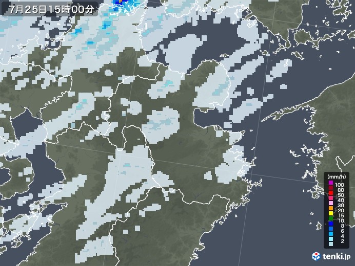 大分県の雨雲レーダー(2020年07月25日)