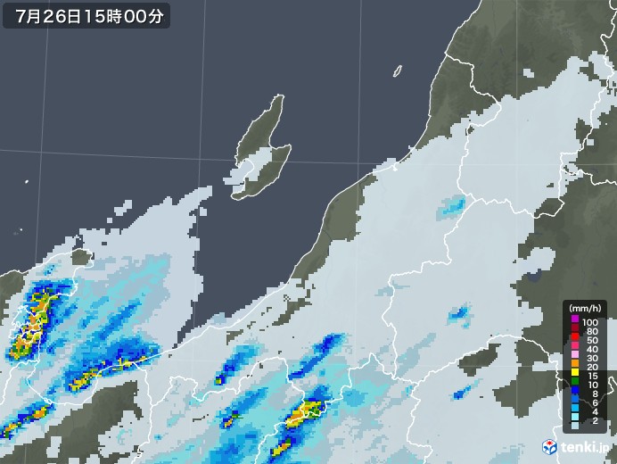 新潟県の雨雲レーダー(2020年07月26日)