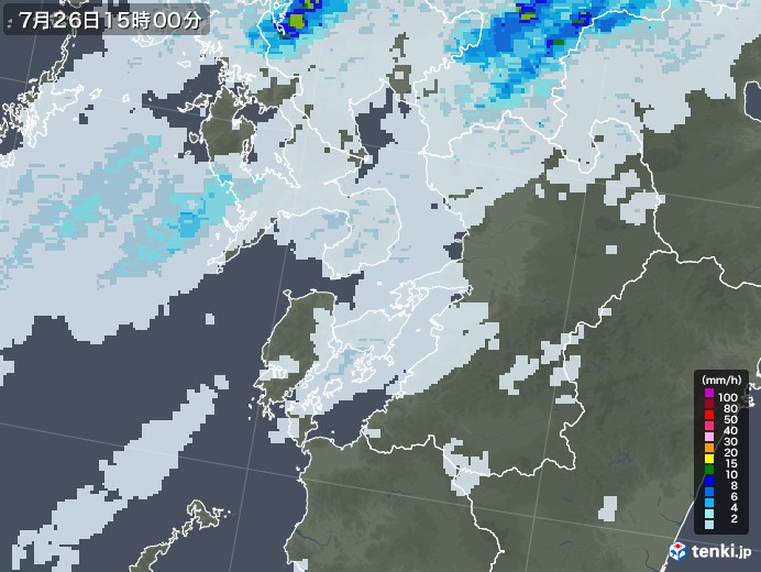 熊本県の雨雲レーダー(2020年07月26日)