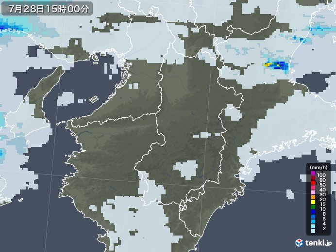 奈良県の雨雲レーダー(2020年07月28日)
