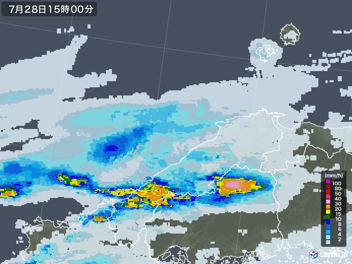 島根県の過去の雨雲レーダー 年07月28日 日本気象協会 Tenki Jp