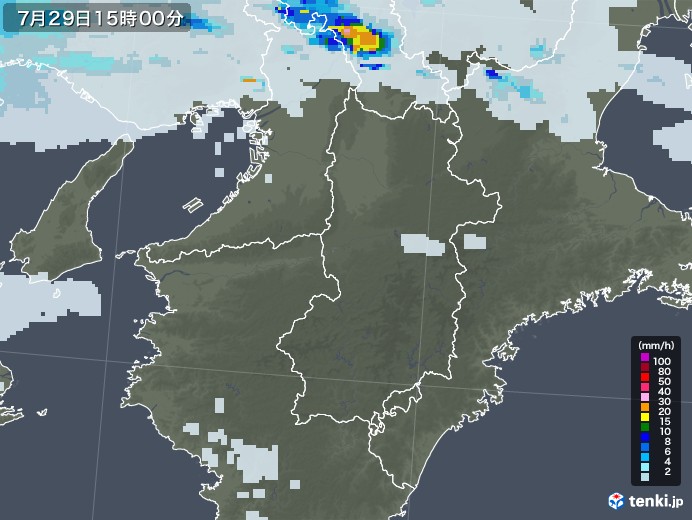 奈良県の雨雲レーダー(2020年07月29日)