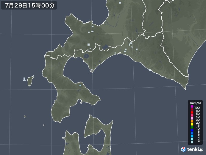 道南の雨雲レーダー(2020年07月29日)