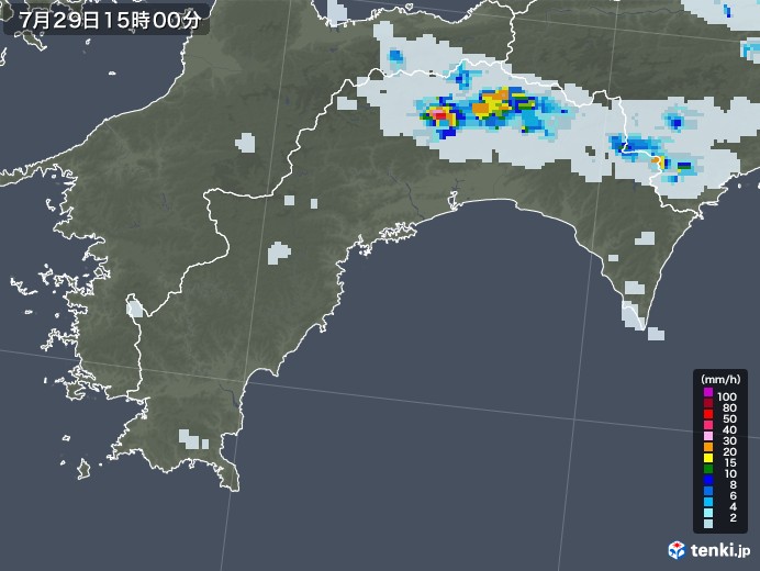 高知県の雨雲レーダー(2020年07月29日)