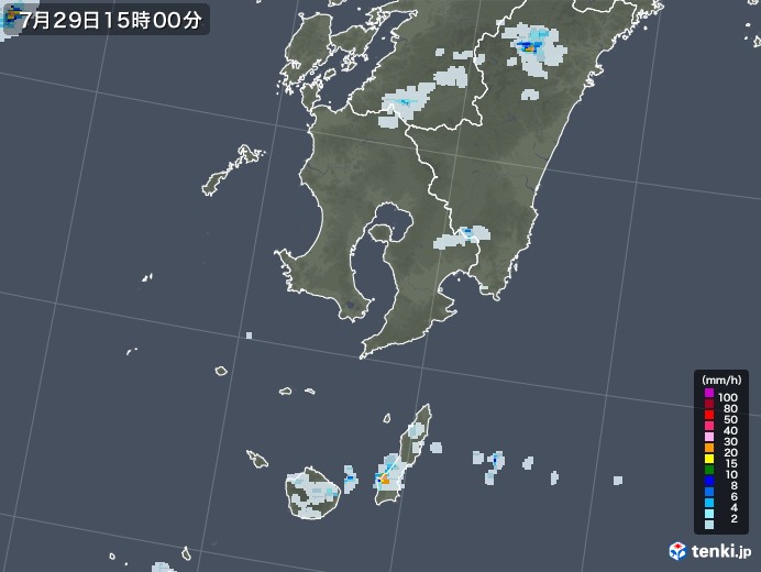 鹿児島県の雨雲レーダー(2020年07月29日)
