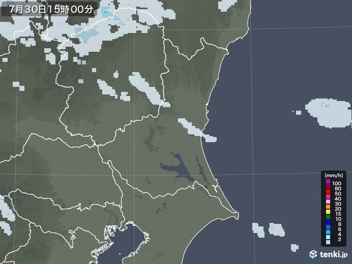 茨城県の雨雲レーダー(2020年07月30日)
