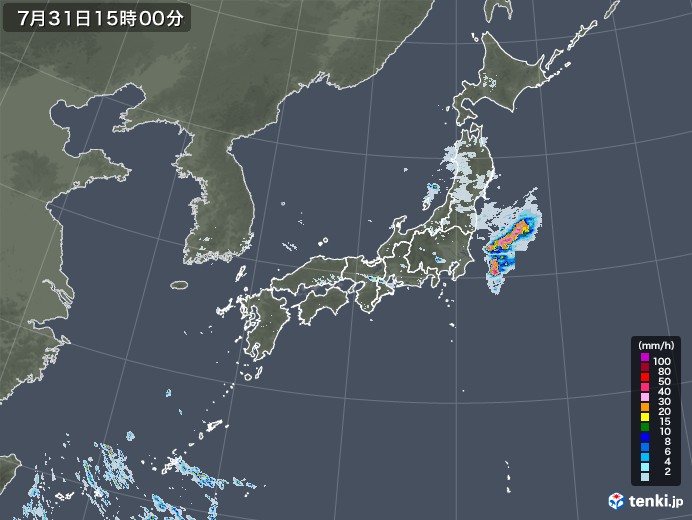 雨雲レーダー(2020年07月31日)