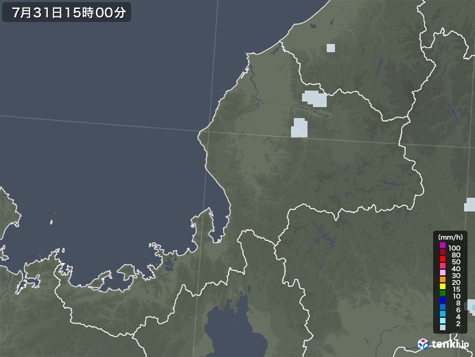 福井県の雨雲レーダー(2020年07月31日)