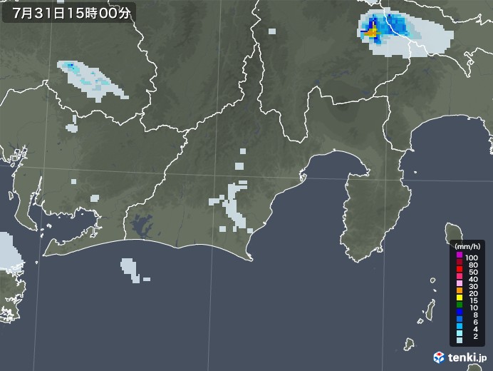 静岡県の雨雲レーダー(2020年07月31日)