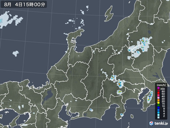 北陸地方の雨雲レーダー(2020年08月04日)