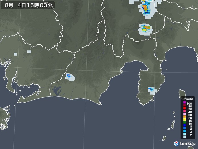静岡県の雨雲レーダー(2020年08月04日)