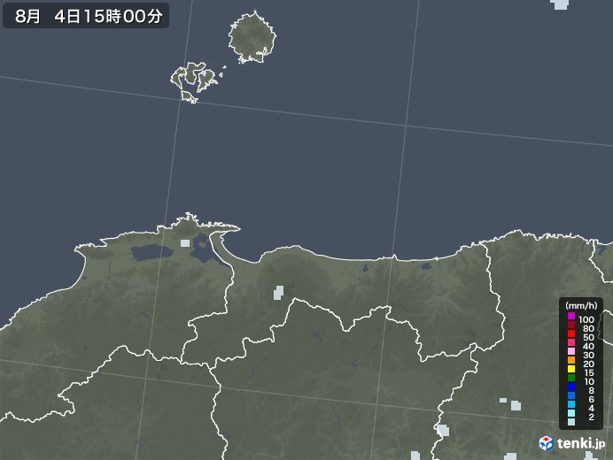 鳥取県の雨雲レーダー(2020年08月04日)