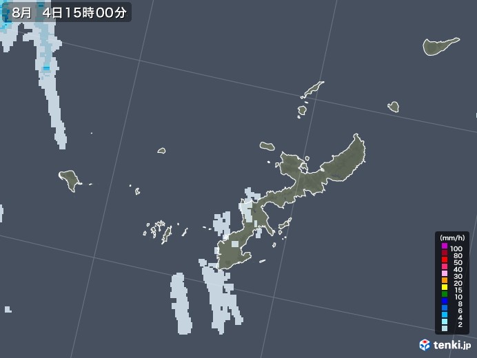 沖縄県の雨雲レーダー(2020年08月04日)