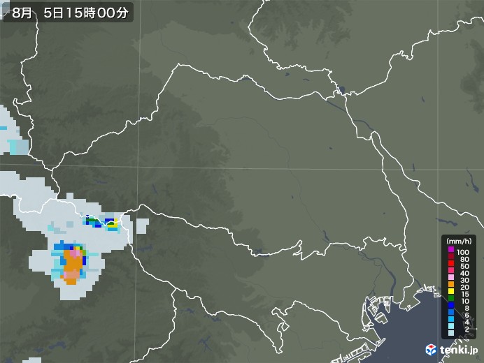 埼玉県の雨雲レーダー(2020年08月05日)