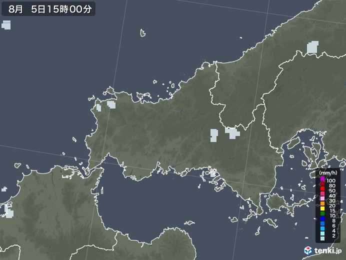 山口県の雨雲レーダー(2020年08月05日)