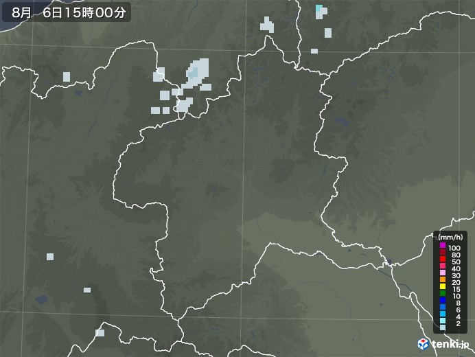 群馬県の雨雲レーダー(2020年08月06日)