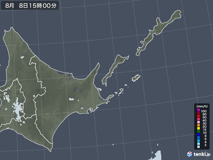 道東の雨雲レーダー(2020年08月08日)