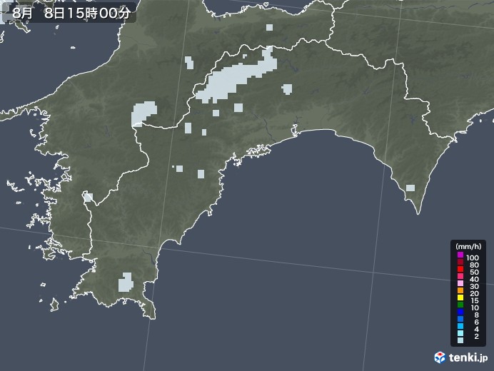 高知県の雨雲レーダー(2020年08月08日)