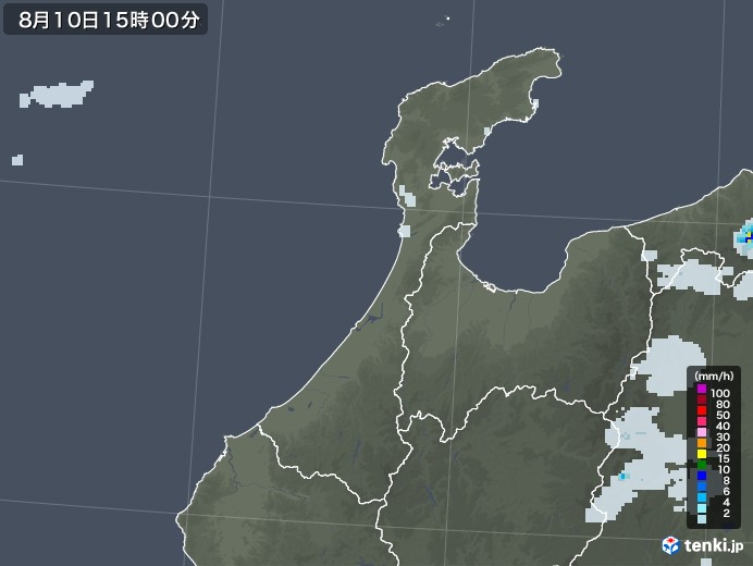 石川県の雨雲レーダー(2020年08月10日)