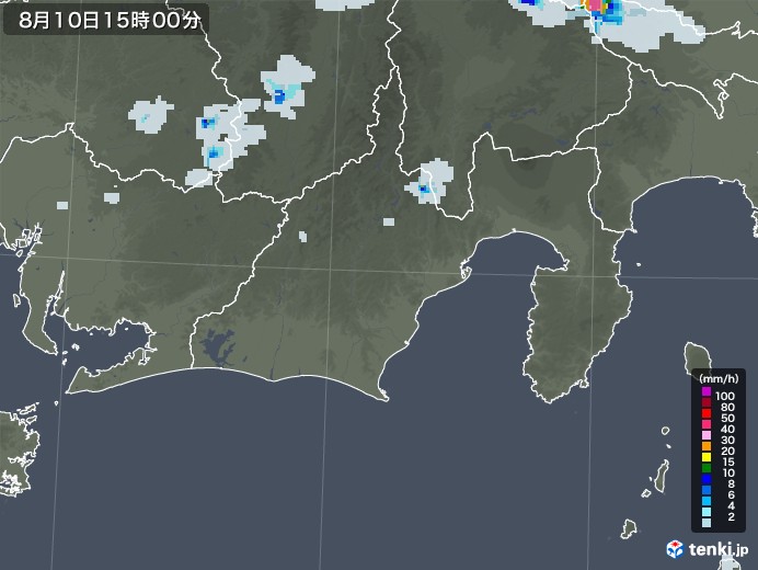 静岡県の雨雲レーダー(2020年08月10日)