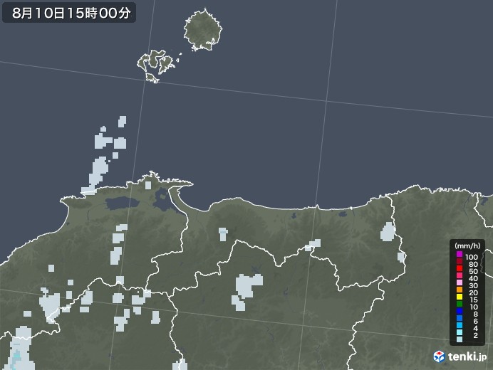 鳥取県の雨雲レーダー(2020年08月10日)