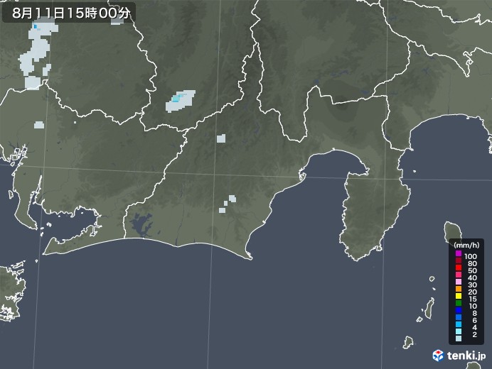 静岡県の雨雲レーダー(2020年08月11日)