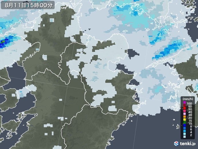 大分県の雨雲レーダー(2020年08月11日)