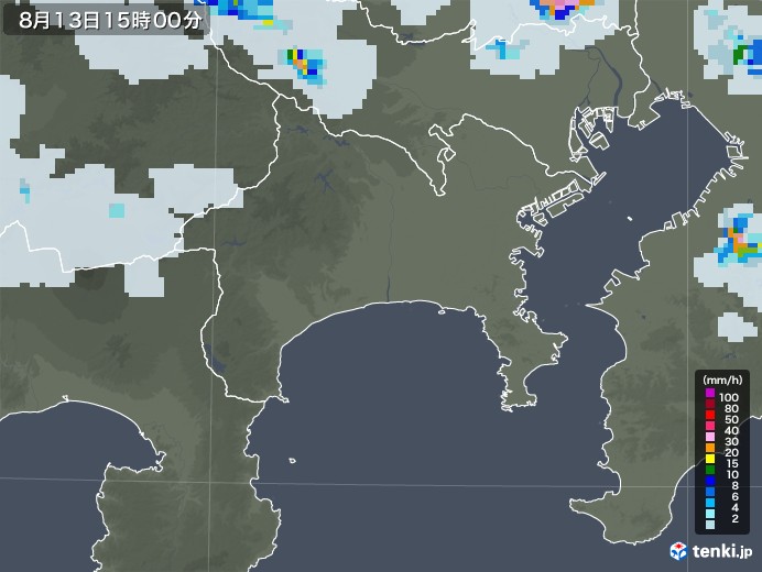 神奈川県の雨雲レーダー(2020年08月13日)
