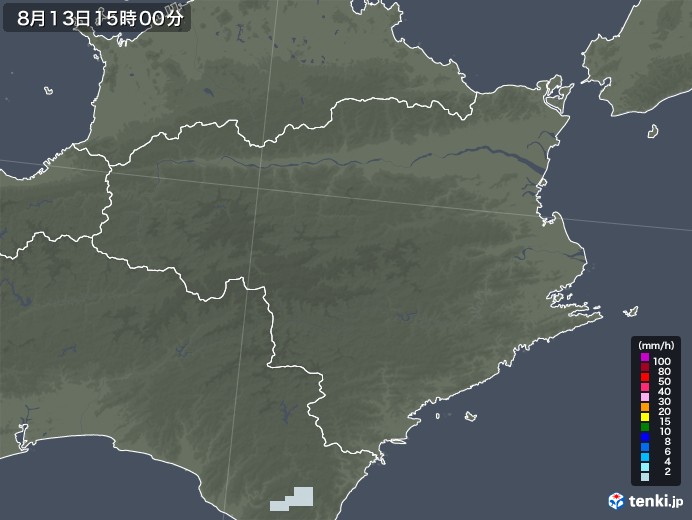 徳島県の雨雲レーダー(2020年08月13日)
