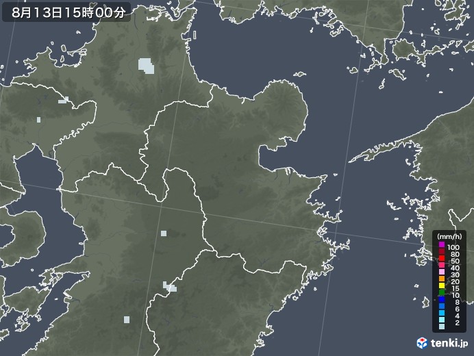 大分県の雨雲レーダー(2020年08月13日)