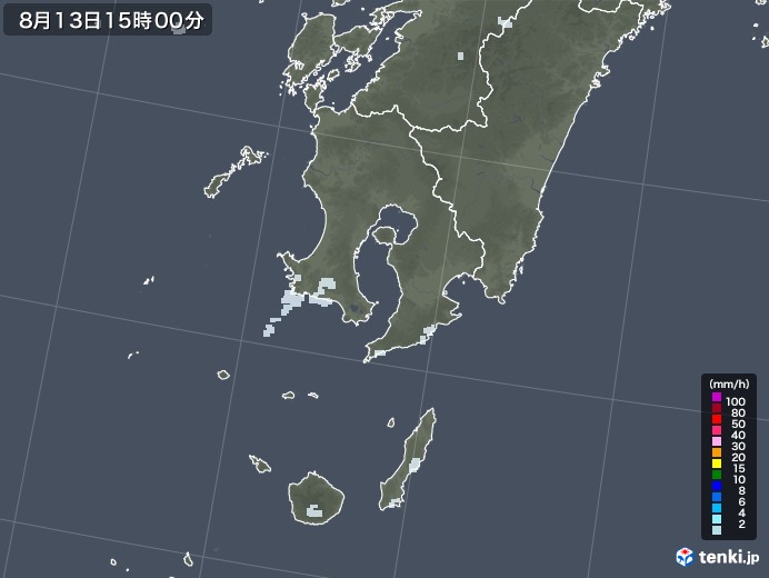 鹿児島県の雨雲レーダー(2020年08月13日)