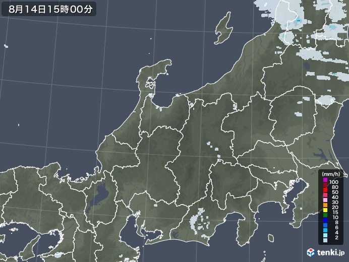 北陸地方の雨雲レーダー(2020年08月14日)