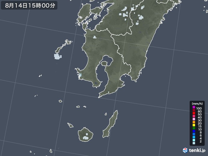鹿児島県の雨雲レーダー(2020年08月14日)