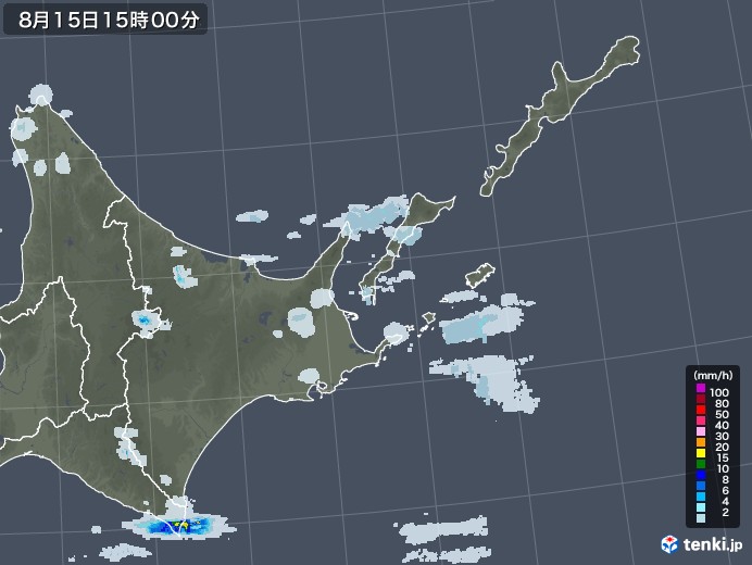 道東の雨雲レーダー(2020年08月15日)