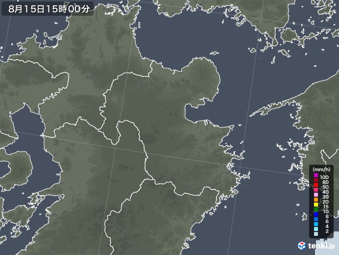 大分県の雨雲レーダー(2020年08月15日)